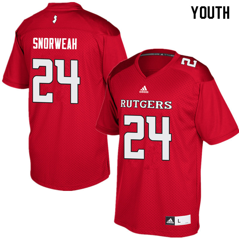 Youth #24 Charles Snorweah Rutgers Scarlet Knights College Football Jerseys Sale-Red - Click Image to Close